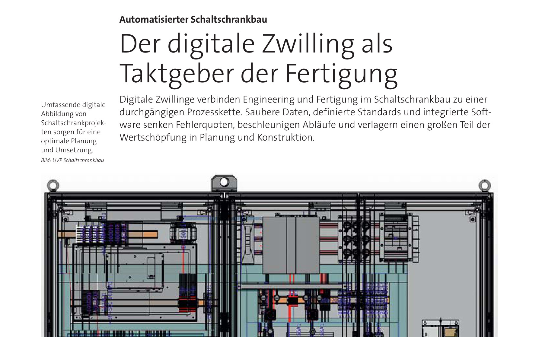 Automation NEXT 05/2026 &ndash; Der digitale Zwilling als Taktgeber der Fertigung, Artikel &uuml;ber UVP Schaltschrankbau